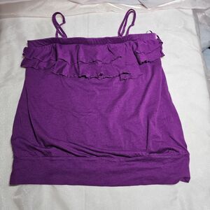 Lane Bryant Fun & Flirty Purple Ruffle Cami Strapless Tank Top Plus Size 14/16